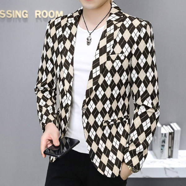 Geaca de toamna in carouri pentru barbati - model montat