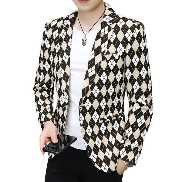 Geaca de toamna in carouri pentru barbati - model montat