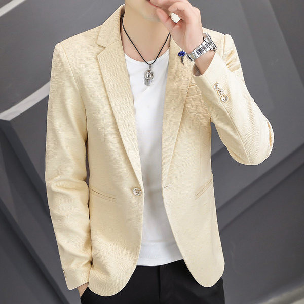 Jachetă la modă pentru bărbați, de culoare uni, cu mânecă lungă și nasturi