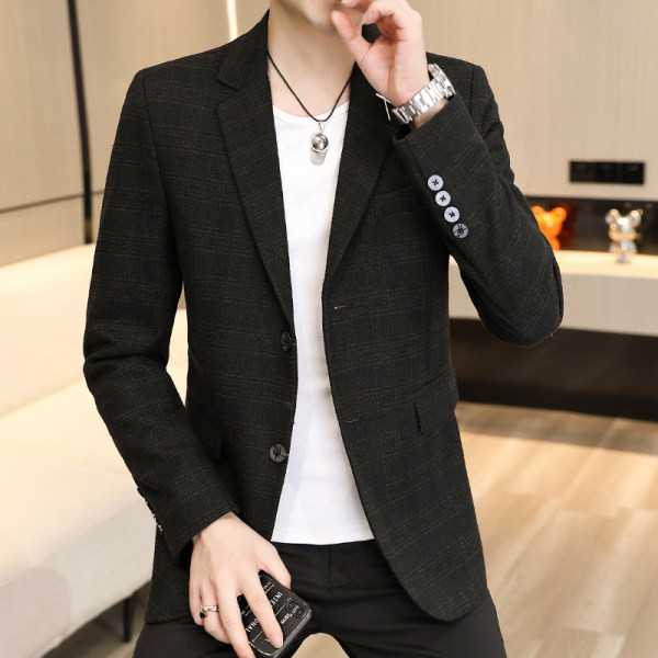 Jachetă cu nasturi în carouri slim fit pentru bărbați