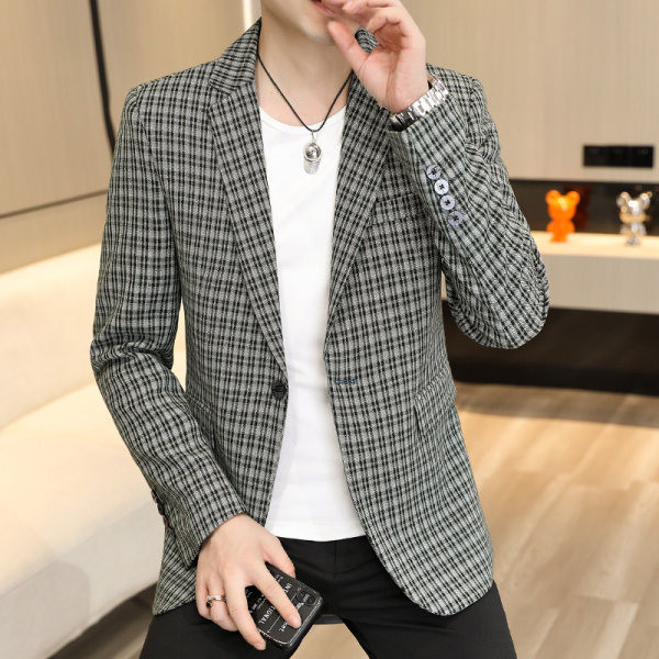 Geaca barbati in carouri cu buzunar