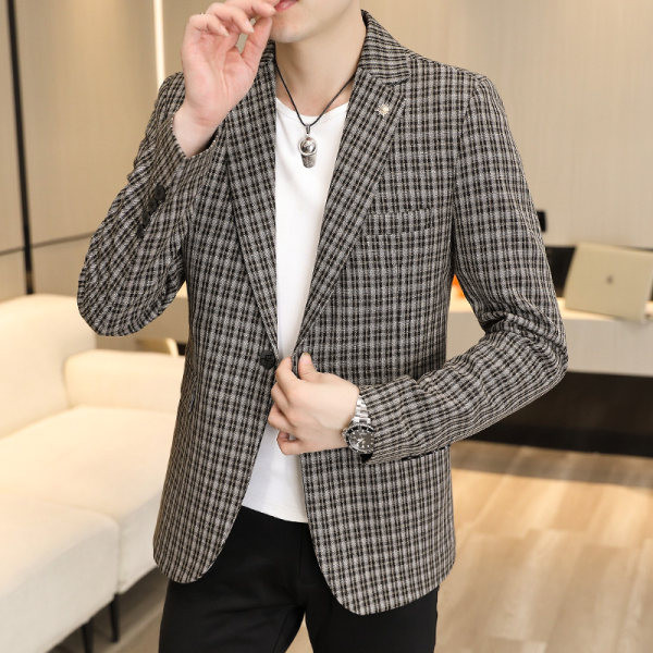 Geaca barbati in carouri cu buzunar