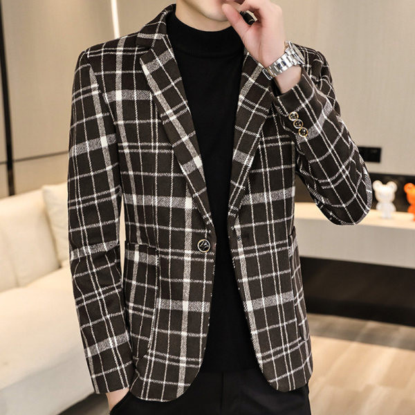 Geaca cu rever in carouri pentru barbati