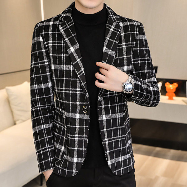 Geaca cu rever in carouri pentru barbati