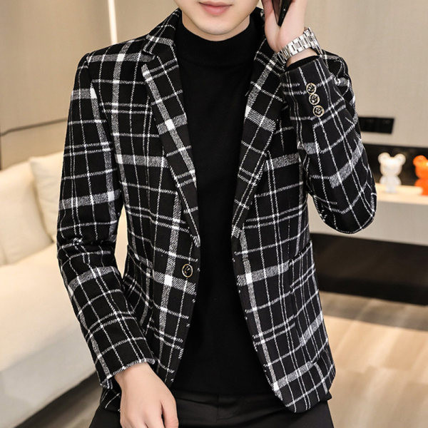 Geaca cu rever in carouri pentru barbati