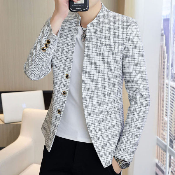 Jachetă în carouri modernă cu guler scăzut