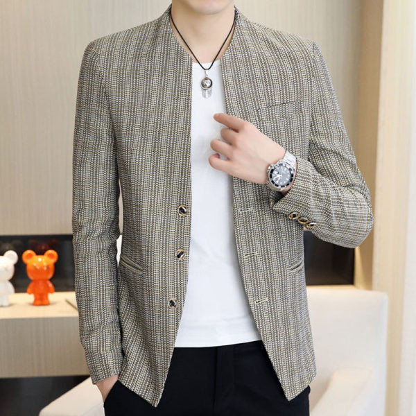 Jachetă în carouri modernă cu guler scăzut