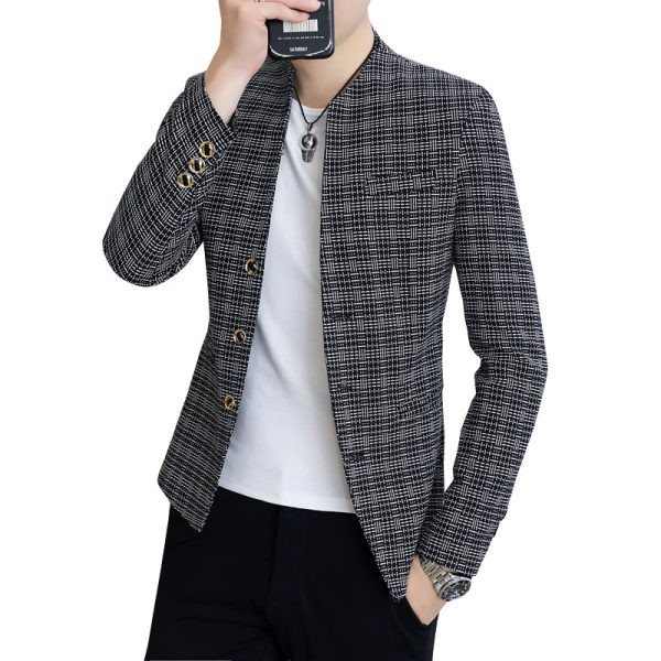 Jachetă în carouri modernă cu guler scăzut