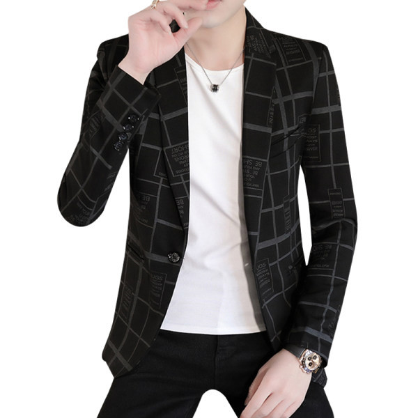 Jachetă elegantă cu dungi pentru bărbați, de culoare neagră