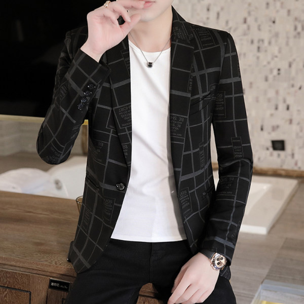 Jachetă elegantă cu dungi pentru bărbați, de culoare neagră