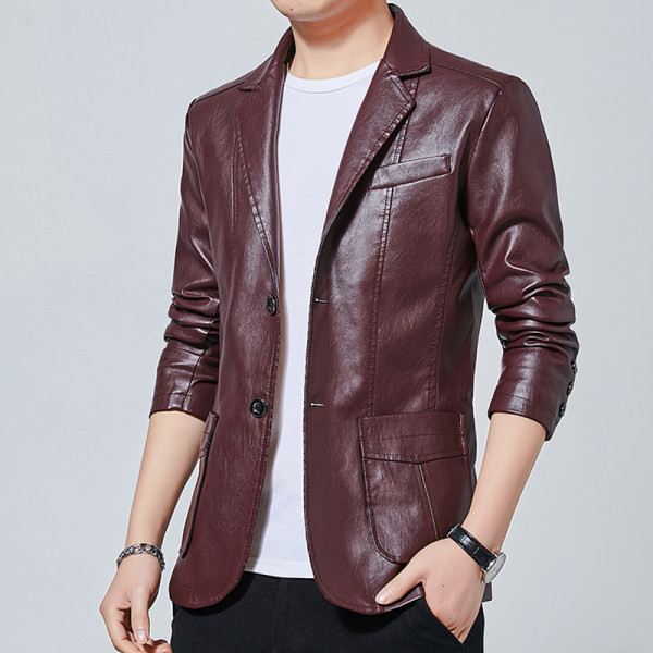 Geaca barbati din piele ecologica model nou cu buzunar si nasturi