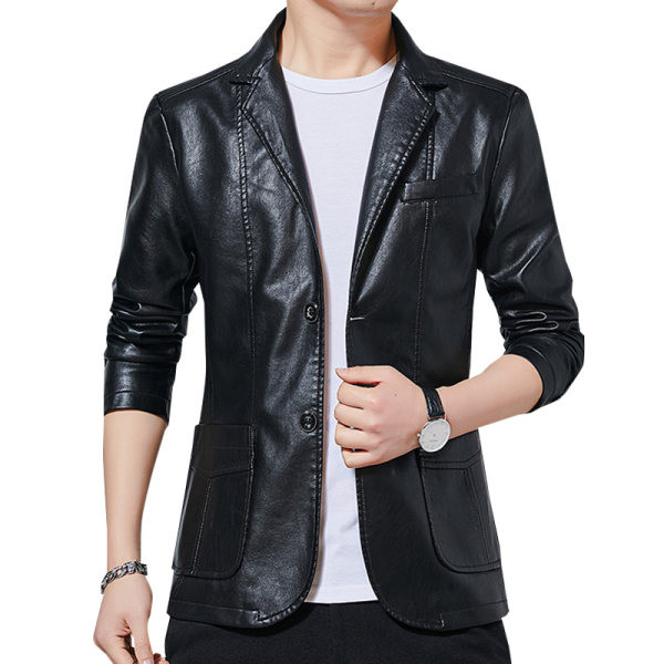 Geaca barbati din piele ecologica model nou cu buzunar si nasturi