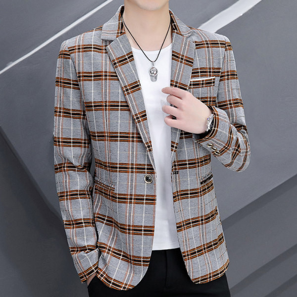 Geaca barbati in carouri cu buzunar