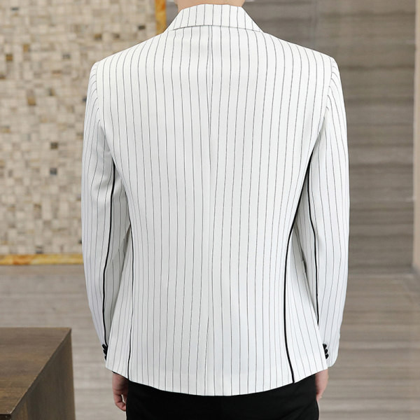 Jachetă bărbați cu dungi de toamnă cu guler și nasturi clasici