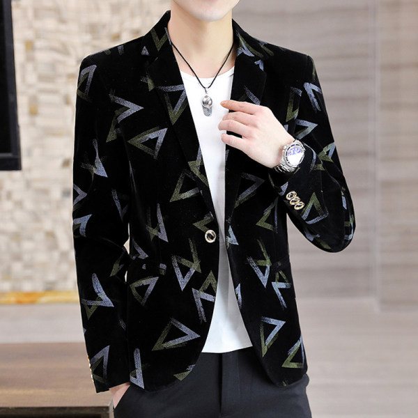 Geaca casual barbatesc cu imprimeu si nasturi