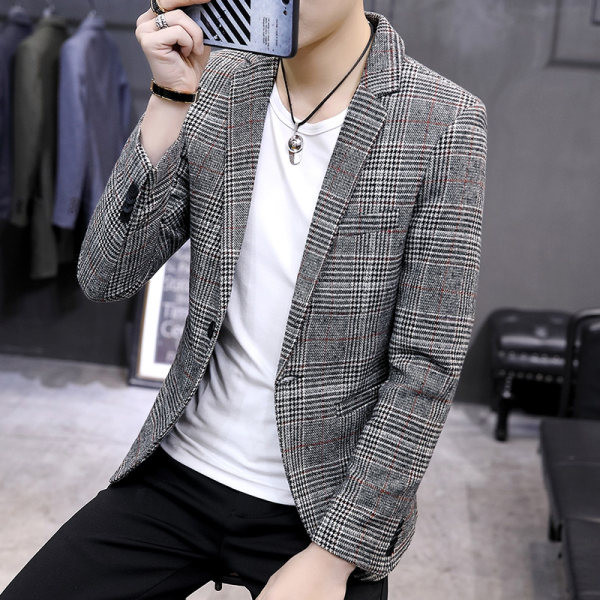 Uski muški karirani sako s gumbima