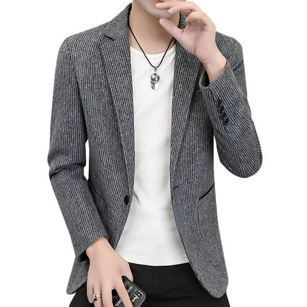 Muška jesenska jakna s prugastim ovratnikom