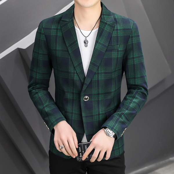 Vyriškas languotas švarkas su kišene