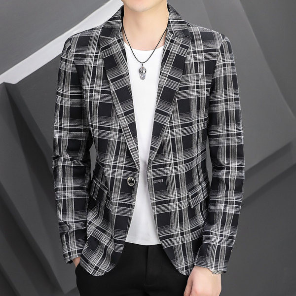 Vyriškas languotas švarkas su kišene