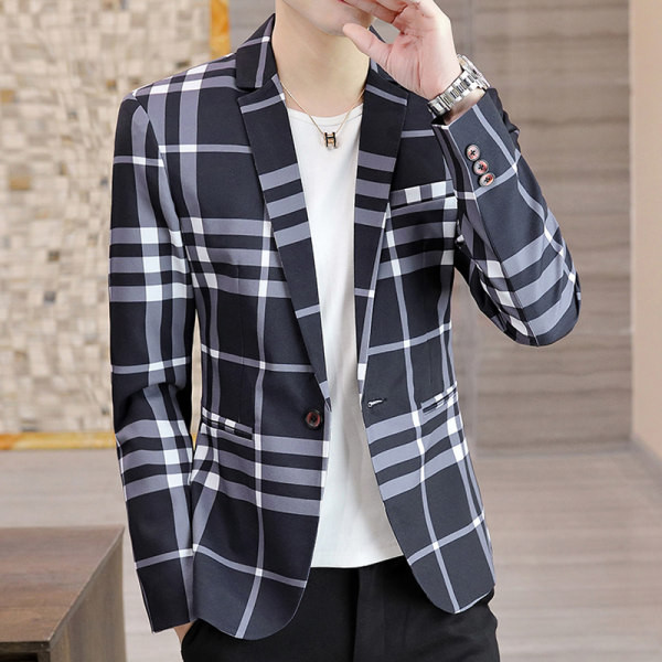 Moderni karirani muški sako s džepom i gumbima