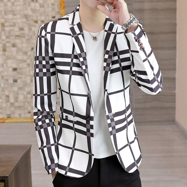 Moderni karirani muški sako s džepom i gumbima