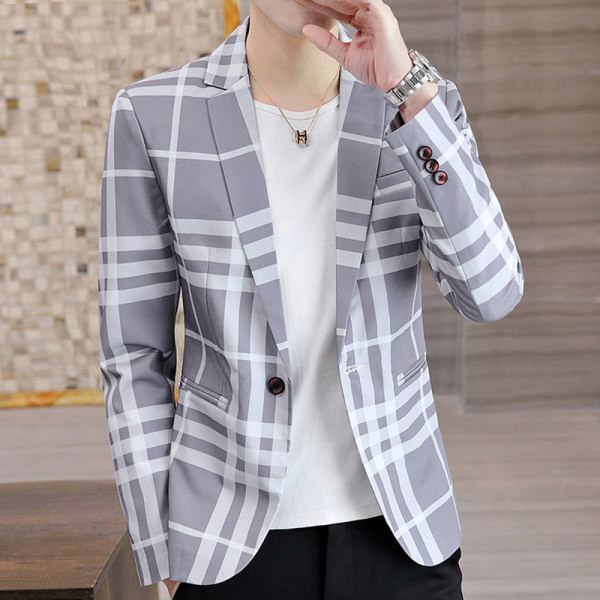 Moderni karirani muški sako s džepom i gumbima