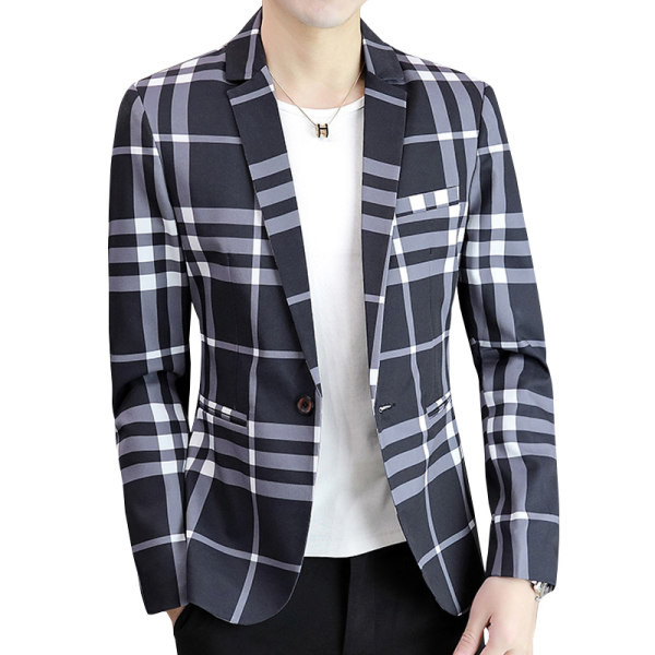 Moderni karirani muški sako s džepom i gumbima