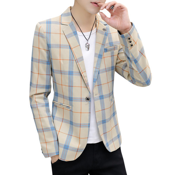 Geaca barbati eleganta in carouri cu buzunar