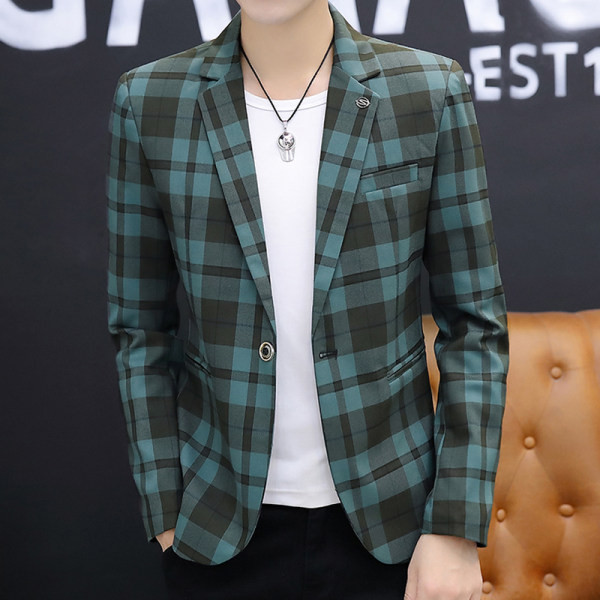 Geaca barbati eleganta in carouri cu buzunar