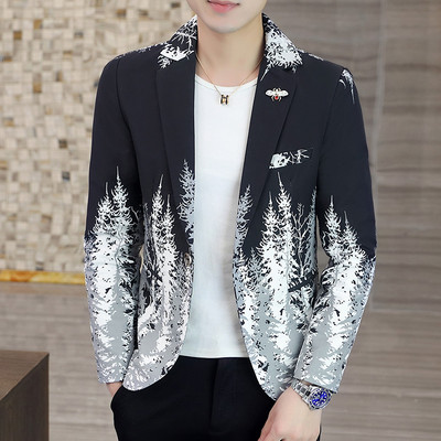 Casual men`s jacket with floral motifs