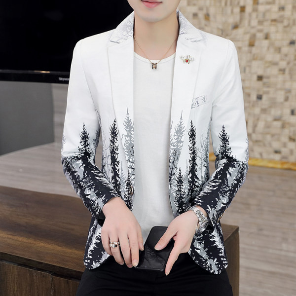 Laisvalaikio vyriškas švarkas su gėlių motyvais