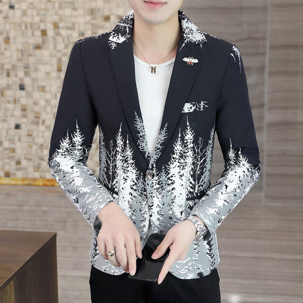 Laisvalaikio vyriškas švarkas su gėlių motyvais