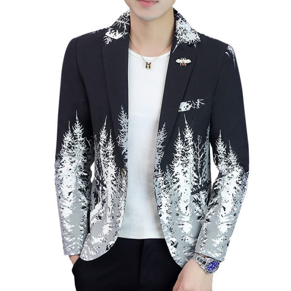 Laisvalaikio vyriškas švarkas su gėlių motyvais