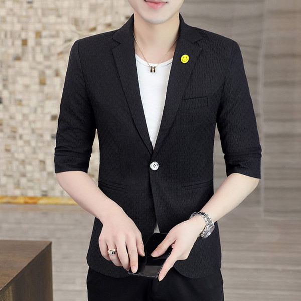 Jachetă modernă pentru bărbați cu mâneci 3/4 și închidere cu nasturi