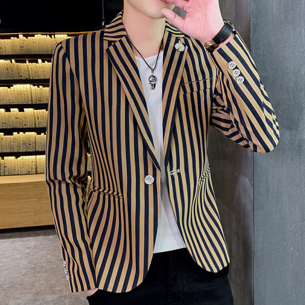 Muški prugasti sako s gumbima i džepom