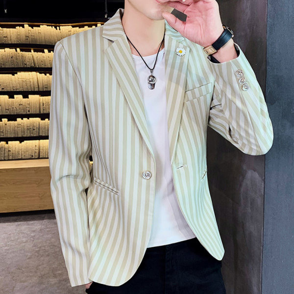 Muški prugasti sako s gumbima i džepom