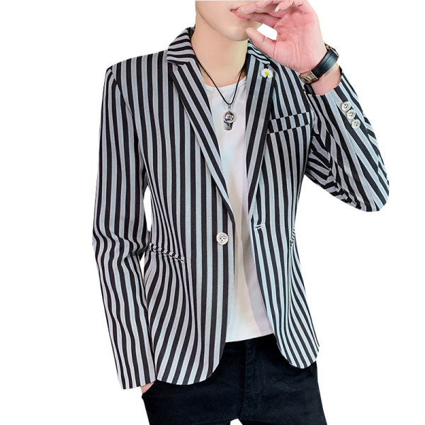 Muški prugasti sako s gumbima i džepom