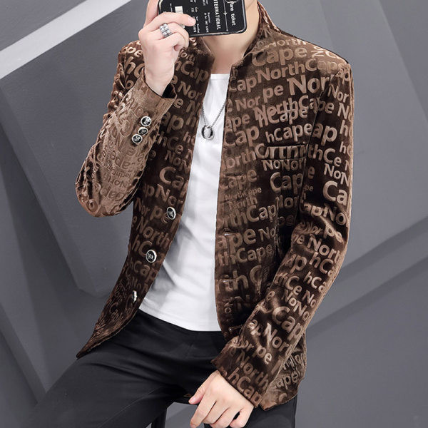 Moderna jednobojna muška jakna s printom