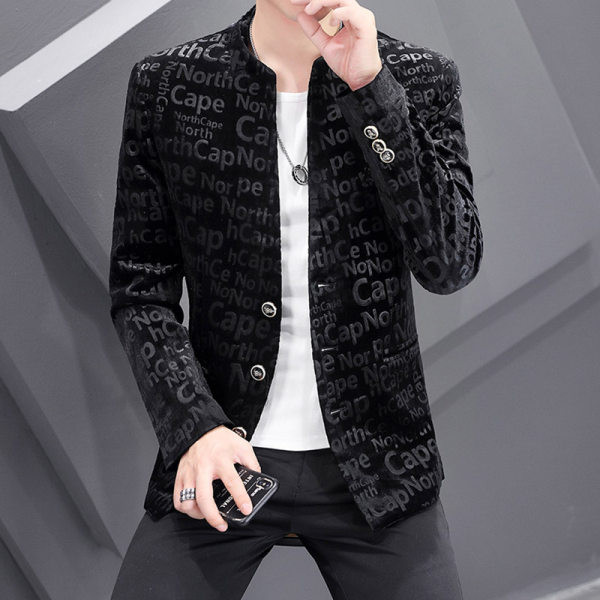 Moderna jednobojna muška jakna s printom