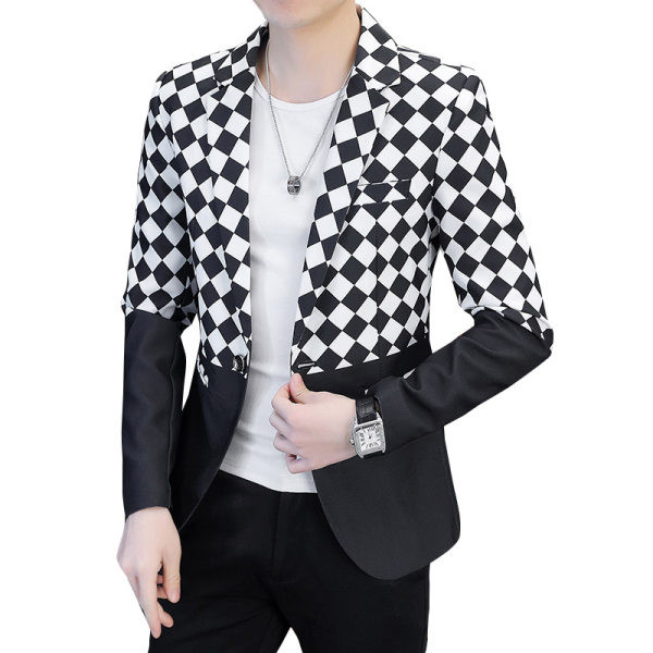 Trijų spalvų vyriškas švarkas su kišene