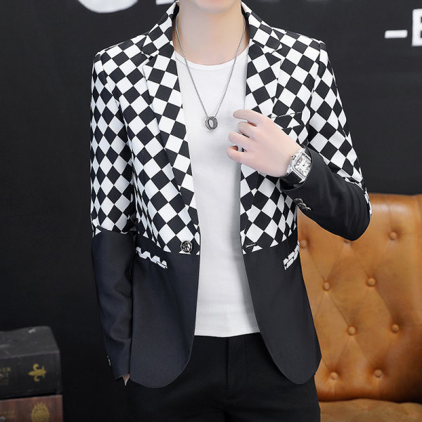 Trijų spalvų vyriškas švarkas su kišene