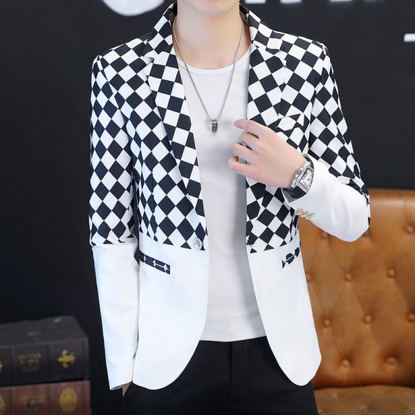 Trijų spalvų vyriškas švarkas su kišene