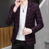 Kockás Slim Fit blézer férfiaknak gombokkal
