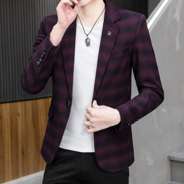 Karirani uski sako za muškarce s gumbima