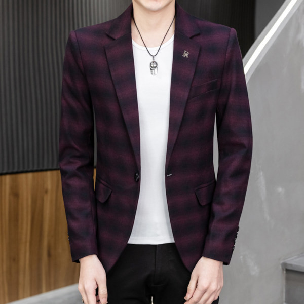 Karirani uski sako za muškarce s gumbima