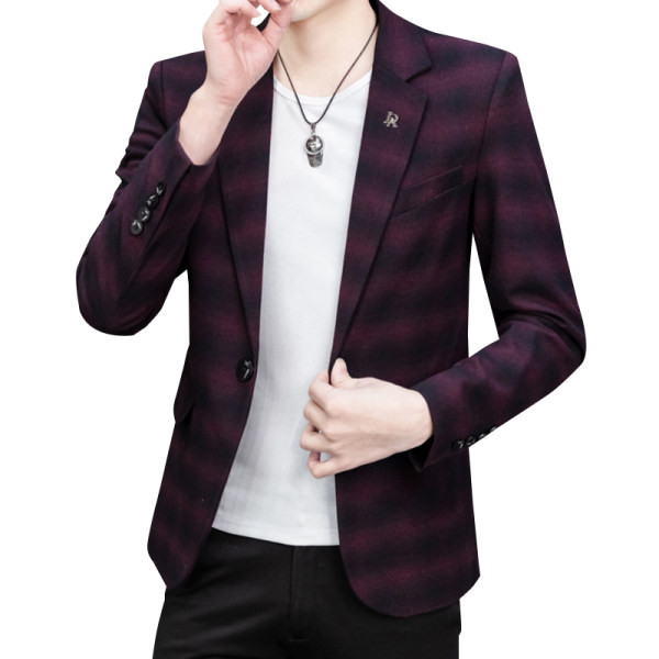 Karirani uski sako za muškarce s gumbima