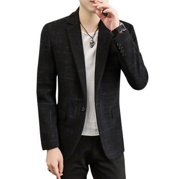 Мъжко черно сако с копчета и джоб 