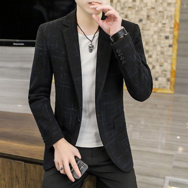 Geaca neagra pentru barbati cu nasturi si buzunar