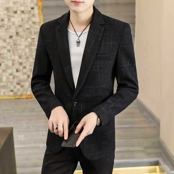 Geaca neagra pentru barbati cu nasturi si buzunar