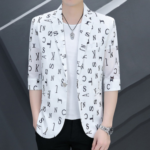 Ležerna muška jakna s 3/4 rukavom i printom